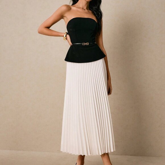 Black and White Elegant Women's Two Piece Suit Set - Picture 6 of 7